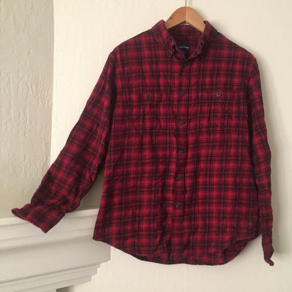 Basic Editions Other - Red & Black Plaid Flannel 100% Cotton Shirt